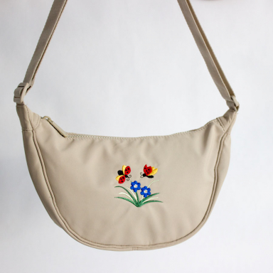 Embroidered Ladybug Crossbody Bag