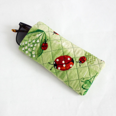 Lucky Ladybug Quilted Eyeglass Case in Green
