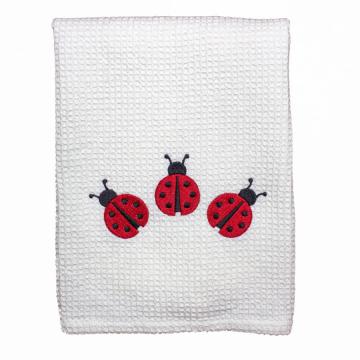 Ladybug Embroidered Kitchen Tea Towel