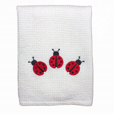 Ladybug Embroidered Kitchen Tea Towel