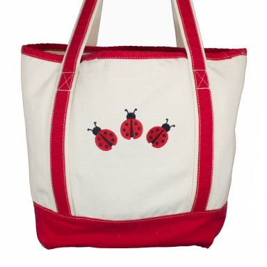 Ladybug Embroidered Canvas Bag